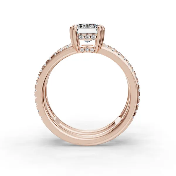 18K Rose Gold Emerald Engagement Ring Setting Image 2 SVS Fine Jewelry Oceanside, NY