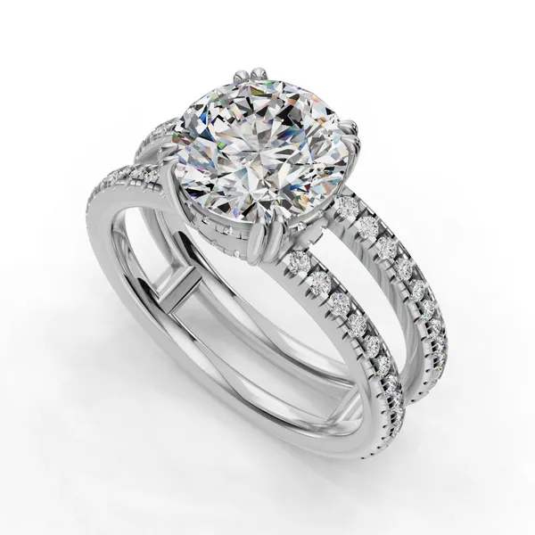 18K White Gold Round Engagement Ring Setting SVS Fine Jewelry Oceanside, NY