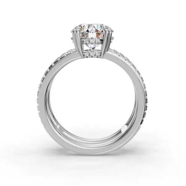 18K White Gold Round Engagement Ring Setting Image 2 SVS Fine Jewelry Oceanside, NY