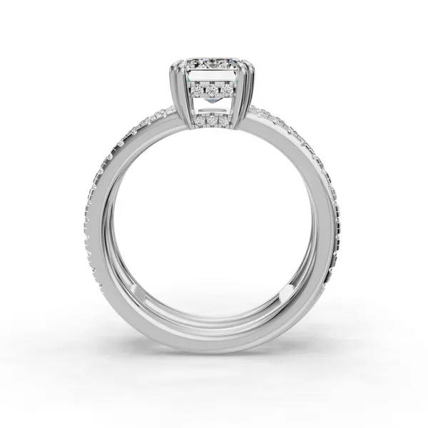 18K White Gold Emerald Engagement Ring Setting Image 2 SVS Fine Jewelry Oceanside, NY