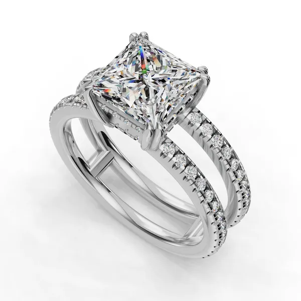 18K White Gold Princess Engagement Ring Setting SVS Fine Jewelry Oceanside, NY