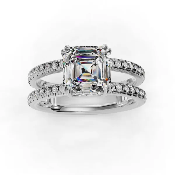 18K White Gold Asscher Engagement Ring Setting Image 4 SVS Fine Jewelry Oceanside, NY
