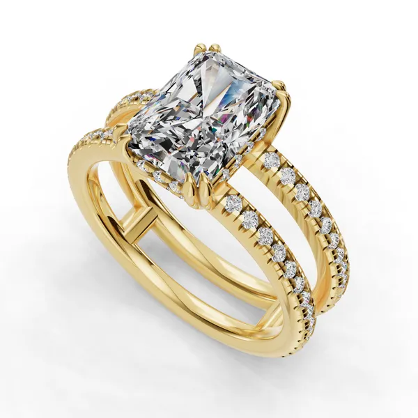 18K Yellow Gold Radiant Engagement Ring Setting SVS Fine Jewelry Oceanside, NY