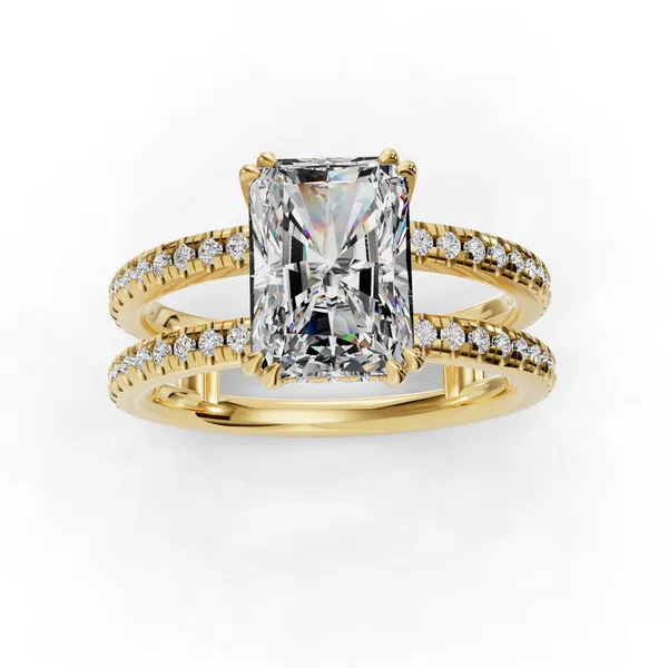 18K Yellow Gold Radiant Engagement Ring Setting Image 4 SVS Fine Jewelry Oceanside, NY