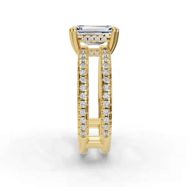 18K Yellow Gold Emerald Engagement Ring Setting Image 3 SVS Fine Jewelry Oceanside, NY