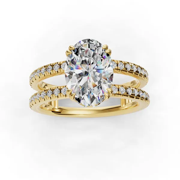 18K Yellow Gold Oval Engagement Ring Setting Image 4 SVS Fine Jewelry Oceanside, NY