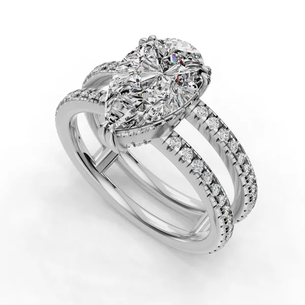 Platinum Pear Engagement Ring Setting SVS Fine Jewelry Oceanside, NY
