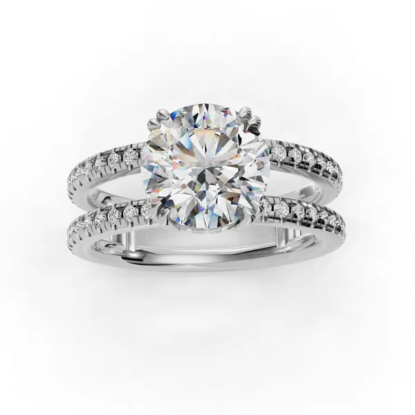 Platinum Round Engagement Ring Setting Image 4 SVS Fine Jewelry Oceanside, NY