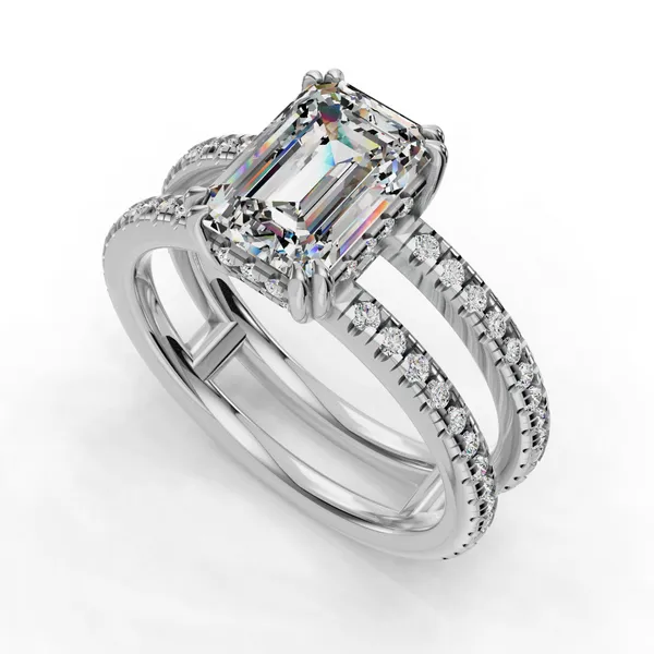 Platinum Emerald Engagement Ring Setting SVS Fine Jewelry Oceanside, NY