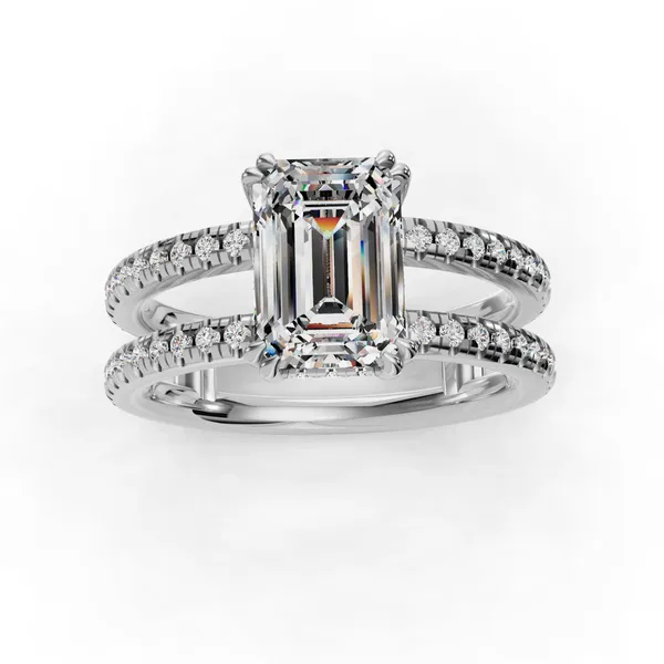 Platinum Emerald Engagement Ring Setting Image 4 SVS Fine Jewelry Oceanside, NY