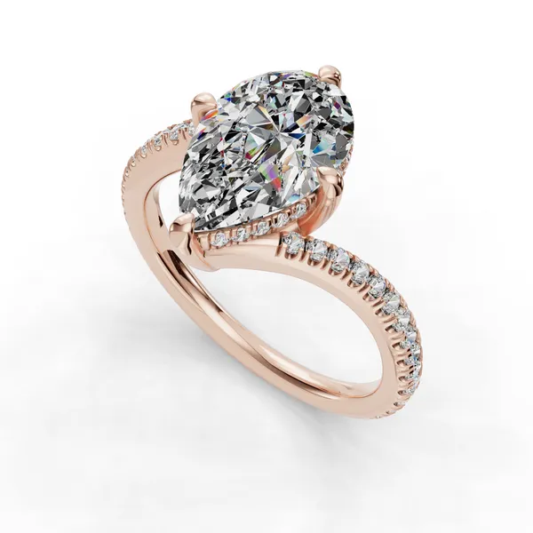 14K Rose Gold Pear Engagement Ring Setting SVS Fine Jewelry Oceanside, NY