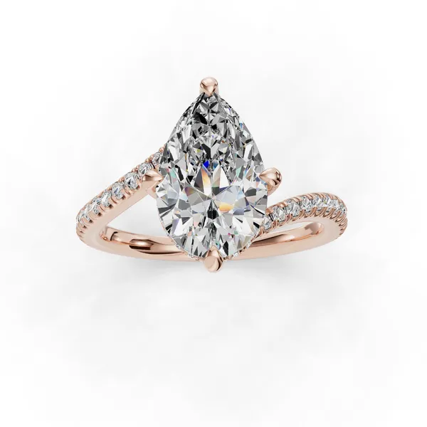 14K Rose Gold Pear Engagement Ring Setting Image 4 SVS Fine Jewelry Oceanside, NY