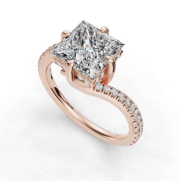 14K Rose Gold Princess Engagement Ring Setting SVS Fine Jewelry Oceanside, NY