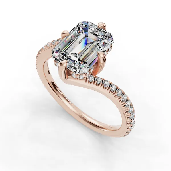 14K Rose Gold Emerald Engagement Ring Setting SVS Fine Jewelry Oceanside, NY