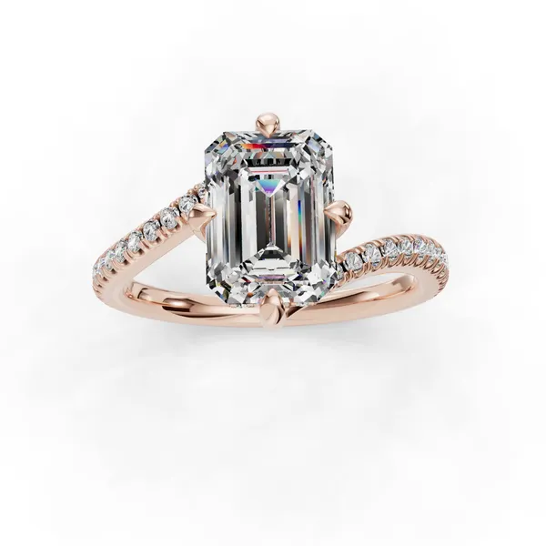 14K Rose Gold Emerald Engagement Ring Setting Image 4 SVS Fine Jewelry Oceanside, NY