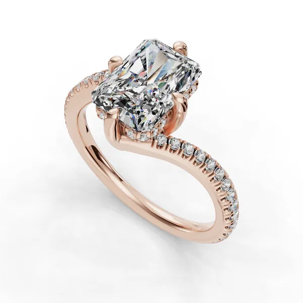 14K Rose Gold Radiant Engagement Ring Setting SVS Fine Jewelry Oceanside, NY