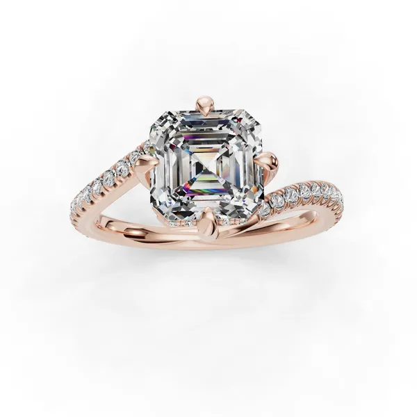 14K Rose Gold Asscher Engagement Ring Setting Image 4 SVS Fine Jewelry Oceanside, NY