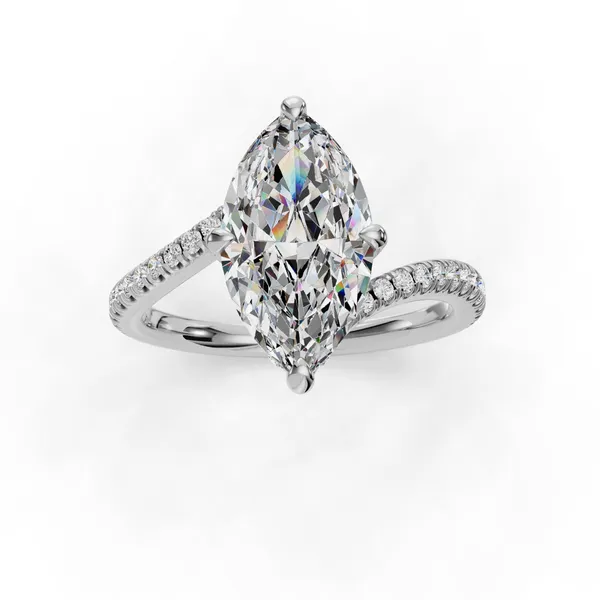 14K White Gold Marquise Engagement Ring Setting Image 4 SVS Fine Jewelry Oceanside, NY