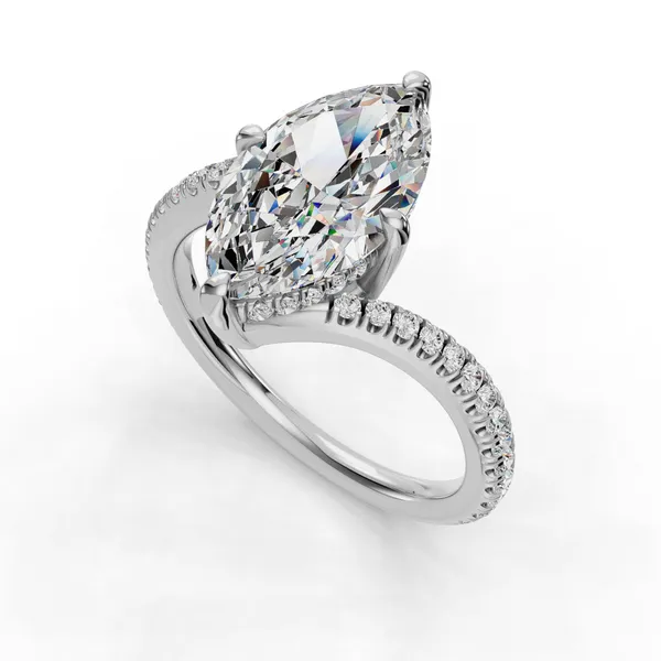 14K White Gold Marquise Engagement Ring Setting SVS Fine Jewelry Oceanside, NY