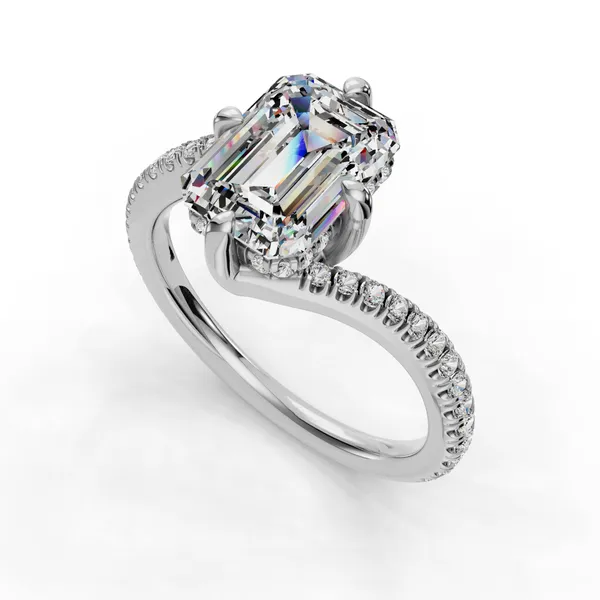 14K White Gold Emerald Engagement Ring Setting SVS Fine Jewelry Oceanside, NY