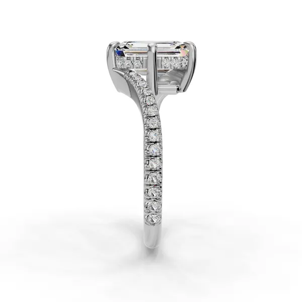 14K White Gold Emerald Engagement Ring Setting Image 3 SVS Fine Jewelry Oceanside, NY