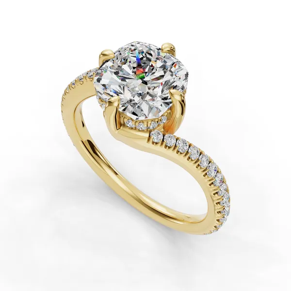 14K Yellow Gold Cushion Engagement Ring Setting SVS Fine Jewelry Oceanside, NY