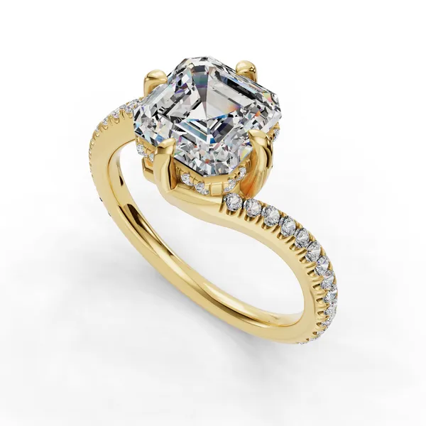 14K Yellow Gold Asscher Engagement Ring Setting SVS Fine Jewelry Oceanside, NY