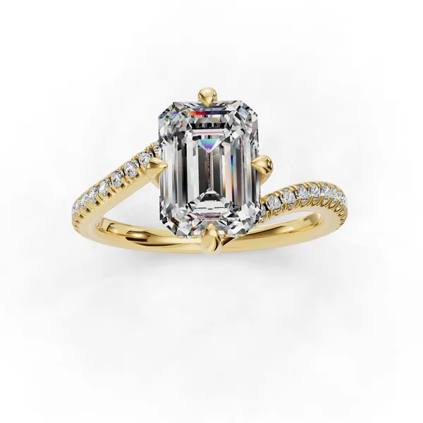 14K Yellow Gold Emerald Engagement Ring Setting Image 4 SVS Fine Jewelry Oceanside, NY