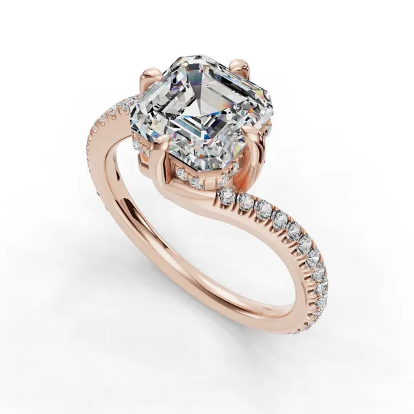 18K Rose Gold Asscher Engagement Ring Setting SVS Fine Jewelry Oceanside, NY