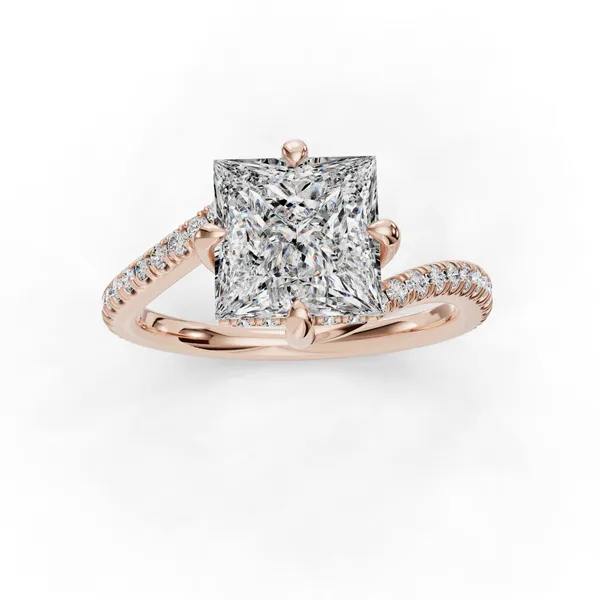 18K Rose Gold Princess Engagement Ring Setting Image 4 SVS Fine Jewelry Oceanside, NY