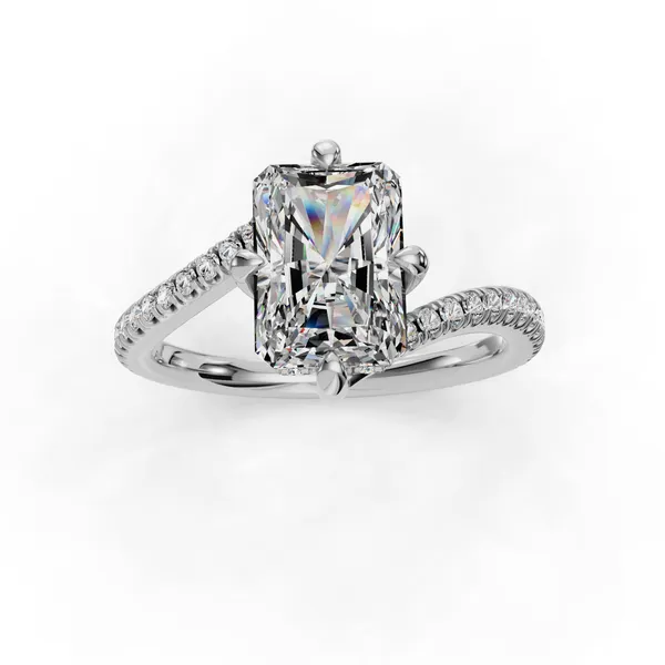 18K White Gold Radiant Engagement Ring Setting Image 4 SVS Fine Jewelry Oceanside, NY