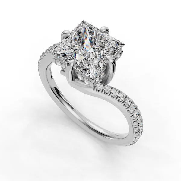 18K White Gold Princess Engagement Ring Setting SVS Fine Jewelry Oceanside, NY