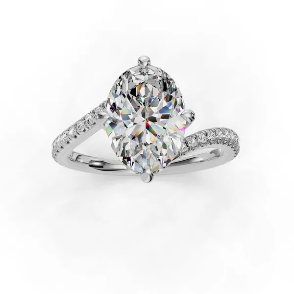 18K White Gold Oval Engagement Ring Setting Image 4 SVS Fine Jewelry Oceanside, NY