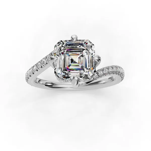 18K White Gold Asscher Engagement Ring Setting Image 4 SVS Fine Jewelry Oceanside, NY