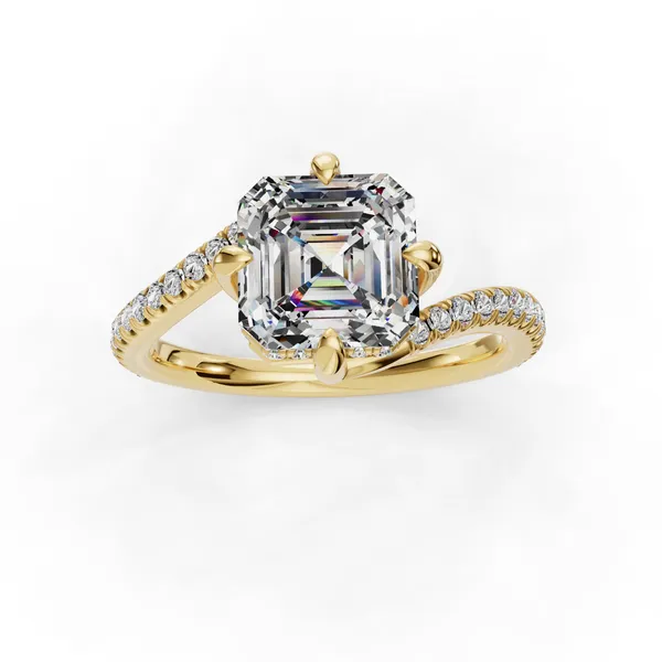 18K Yellow Gold Asscher Engagement Ring Setting Image 4 SVS Fine Jewelry Oceanside, NY