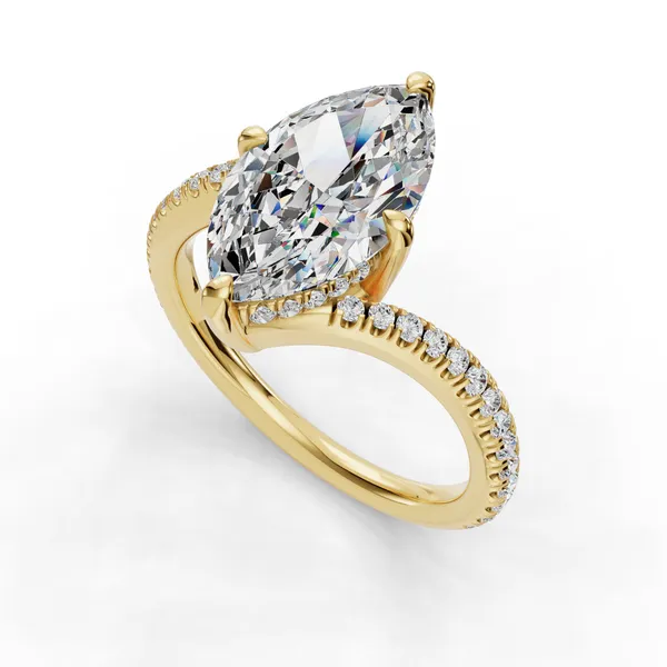 18K Yellow Gold Marquise Engagement Ring Setting SVS Fine Jewelry Oceanside, NY
