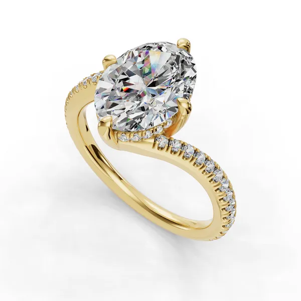 18K Yellow Gold Oval Engagement Ring Setting SVS Fine Jewelry Oceanside, NY