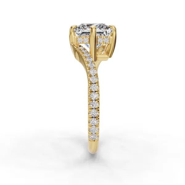 18K Yellow Gold Princess Engagement Ring Setting Image 3 SVS Fine Jewelry Oceanside, NY