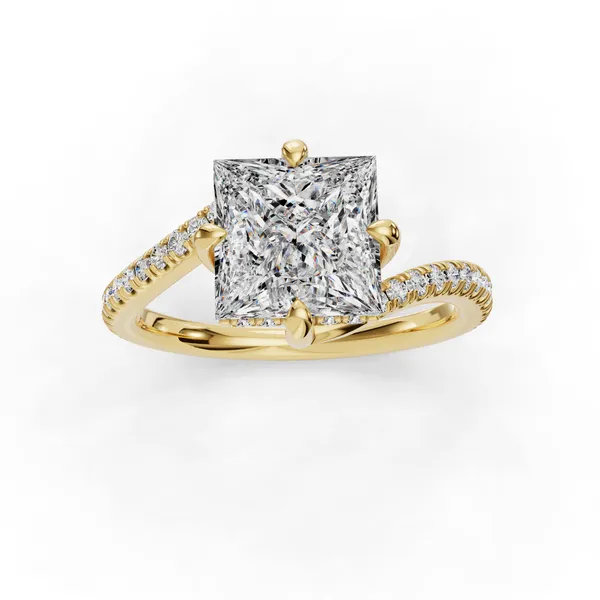 18K Yellow Gold Princess Engagement Ring Setting Image 4 SVS Fine Jewelry Oceanside, NY