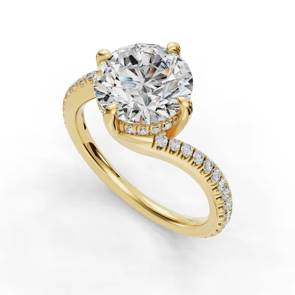 18K Yellow Gold Round Engagement Ring Setting SVS Fine Jewelry Oceanside, NY