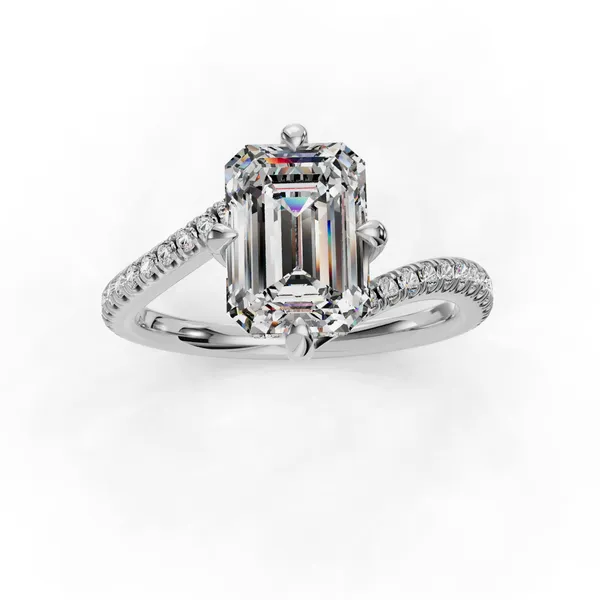 Platinum Emerald Engagement Ring Setting Image 4 SVS Fine Jewelry Oceanside, NY