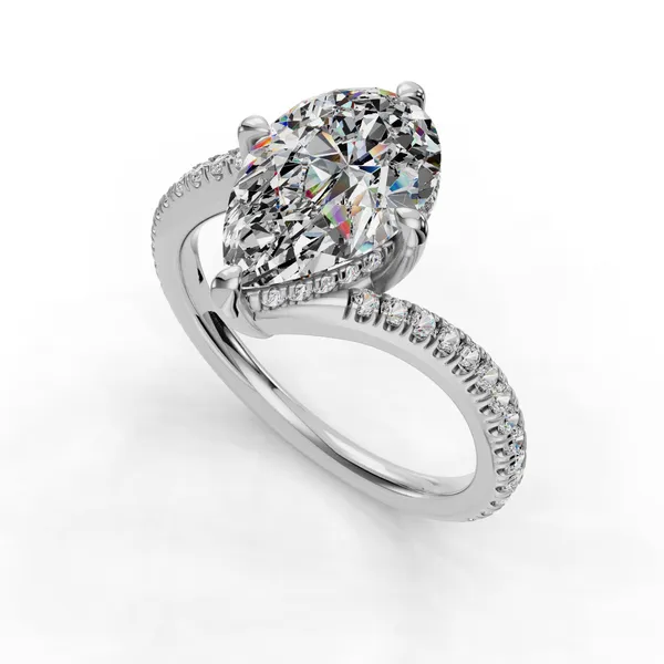Platinum Pear Engagement Ring Setting SVS Fine Jewelry Oceanside, NY