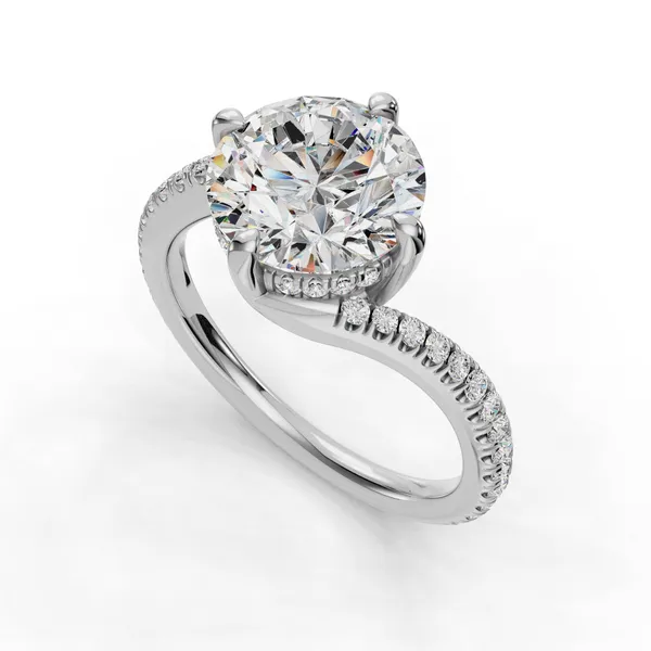 Platinum Round Engagement Ring Setting SVS Fine Jewelry Oceanside, NY