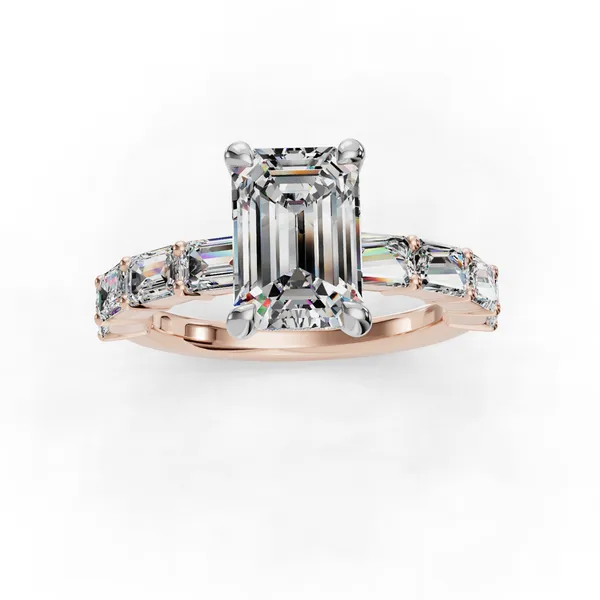 14K Rose Gold Emerald Engagement Ring Setting Image 4 SVS Fine Jewelry Oceanside, NY