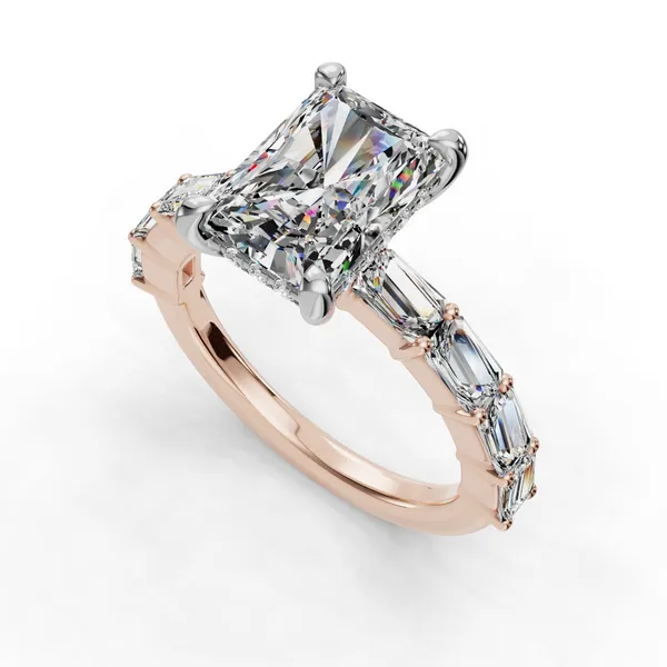 14K Rose Gold Radiant Engagement Ring Setting SVS Fine Jewelry Oceanside, NY
