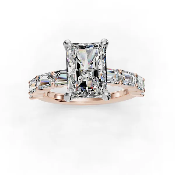 14K Rose Gold Radiant Engagement Ring Setting Image 4 SVS Fine Jewelry Oceanside, NY