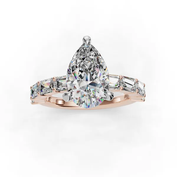 14K Rose Gold Pear Engagement Ring Setting Image 4 SVS Fine Jewelry Oceanside, NY