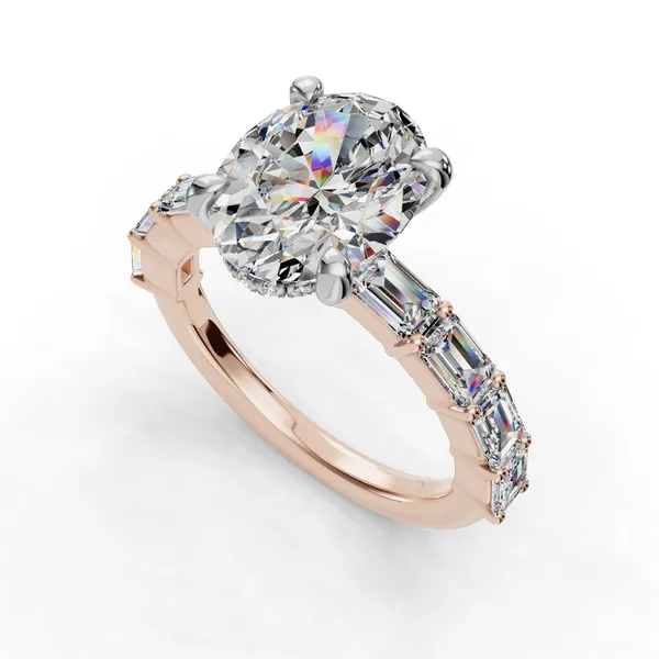 14K Rose Gold Oval Engagement Ring Setting SVS Fine Jewelry Oceanside, NY