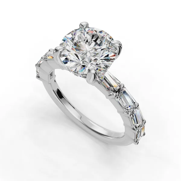 14K White Gold Round Engagement Ring Setting SVS Fine Jewelry Oceanside, NY