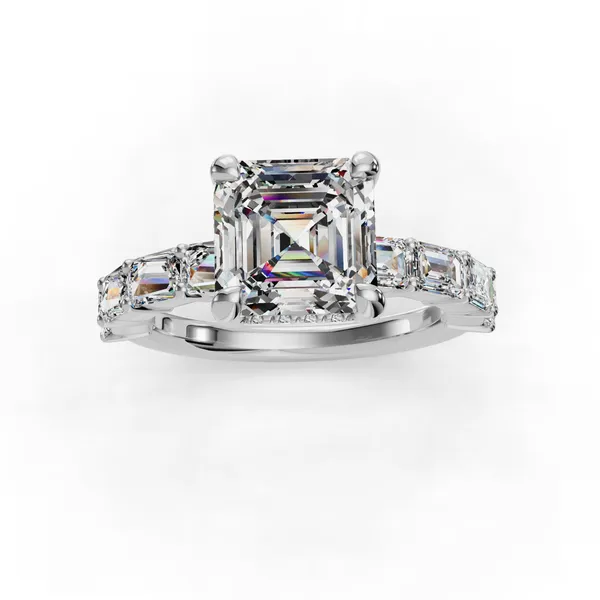 14K White Gold Asscher Engagement Ring Setting Image 4 SVS Fine Jewelry Oceanside, NY